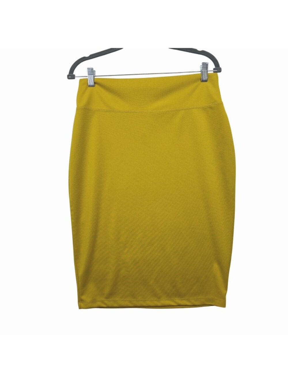✨3/$30 Simlu Womens XL Mustard Chartreuse Pencil Skirt Stretch Knee Length